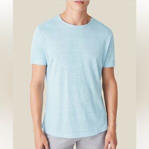 Luca Faloni Linen Jersey Blue Men's Crew Neck T-Shirt